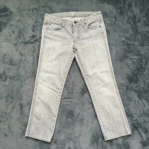 7 For All Mankind Size 27 Low Rise Cropped Capri Jeans Light Gray Y2K 90s